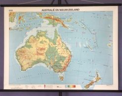 Oude Schoolkaart Australië,  Nieuw-Zeeland en Nieuw-Guinea