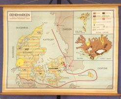 Oude Schoolkaart Denemarken en IJsland