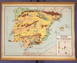Oude Schoolkaart Spanje en Portugal