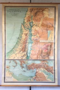 Oude Schoolkaart van Palestina, Jeruzalem en de Landen der Heilige Schrift