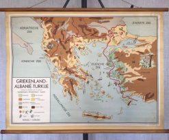 Oude Schoolkaart Albanië, Griekenland en Turkije