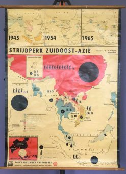 Oude Schoolkaart Strijdperk Zuidoost-Azië