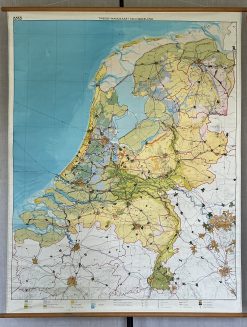 Oude Schoolkaart Tweede Wandkaart van Nederland