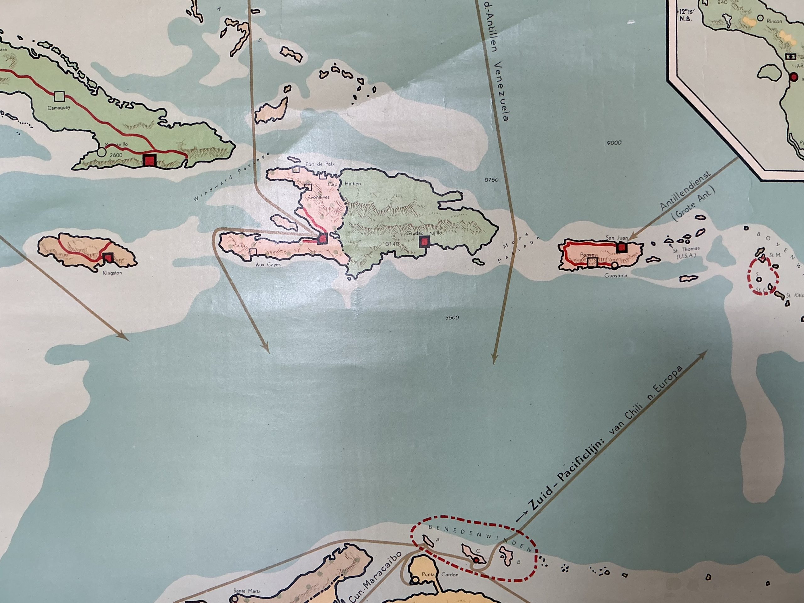 Oude Schoolkaart West-Indië, Ned. Antillen en Suriname - Afbeelding 6