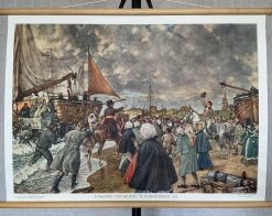 Oude schoolkaart aankomst van Willem I te Scheveningen (1813)