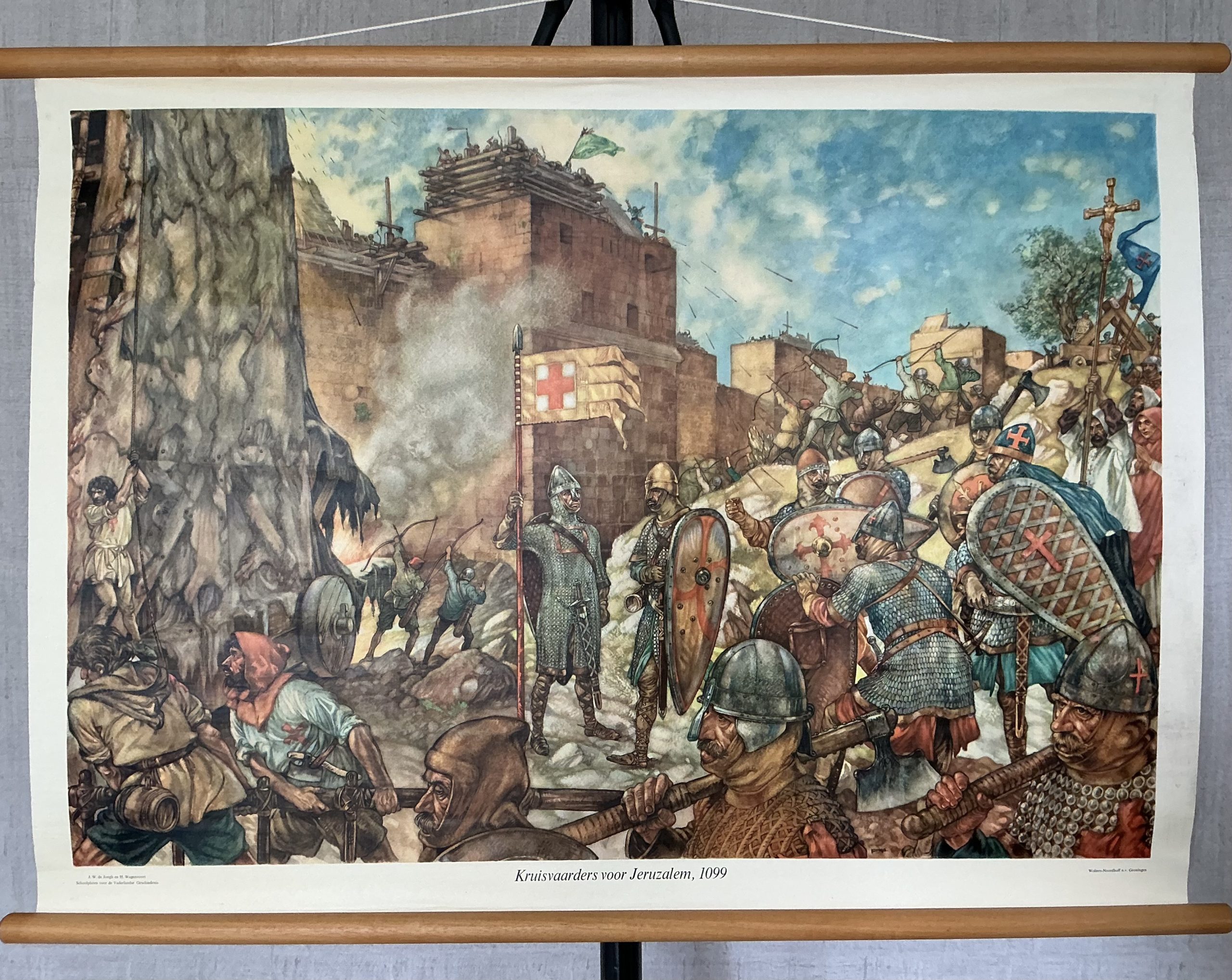 Oude Schoolkaart Kruisvaarders voor Jeruzalem (1099)
