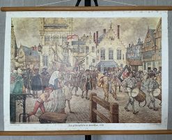 Oude Schoolkaart Een Gildenoptocht in Antwerpen (1520)