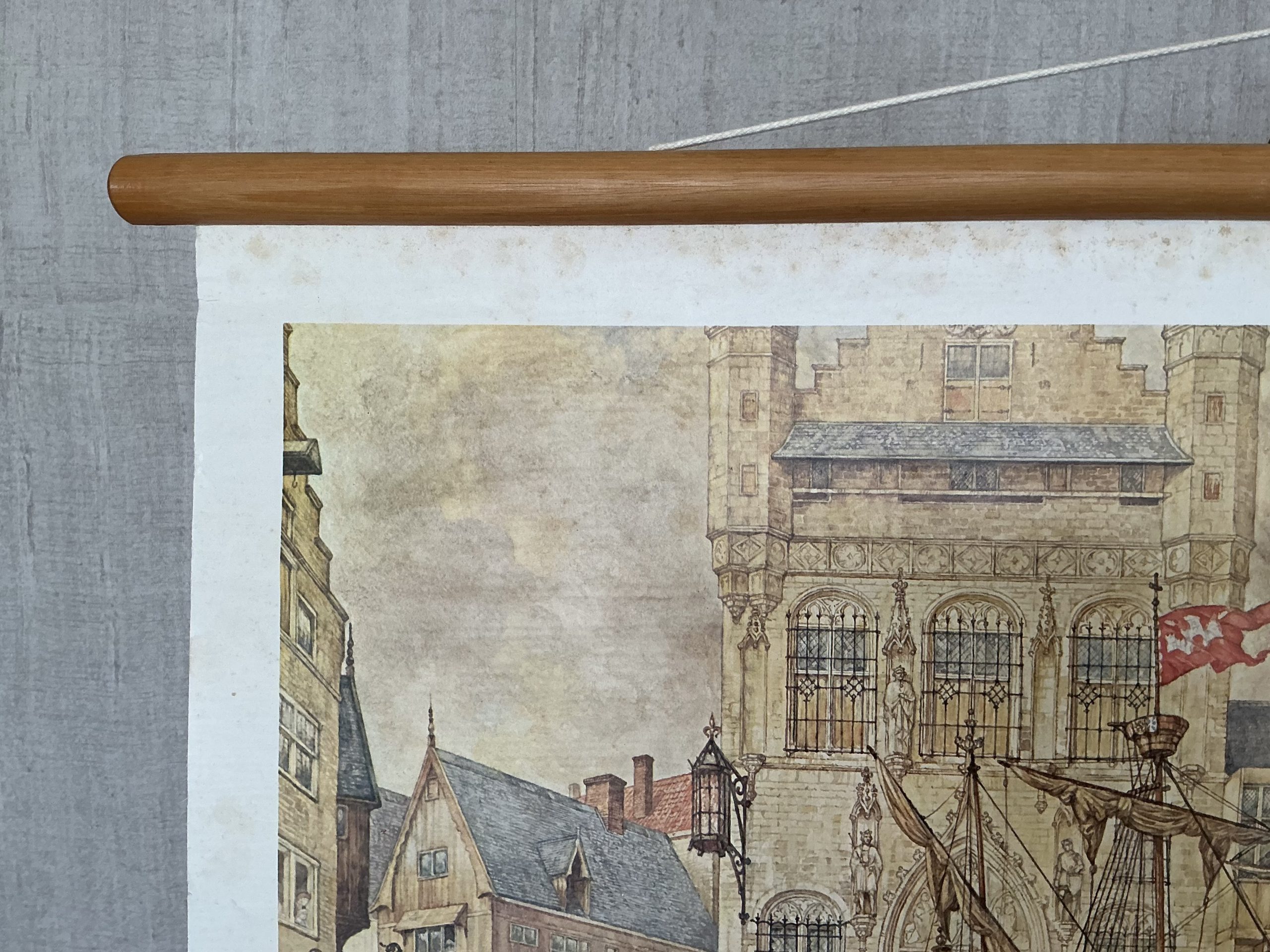 Oude Schoolkaart Een Gildenoptocht in Antwerpen (1520) - Afbeelding 2