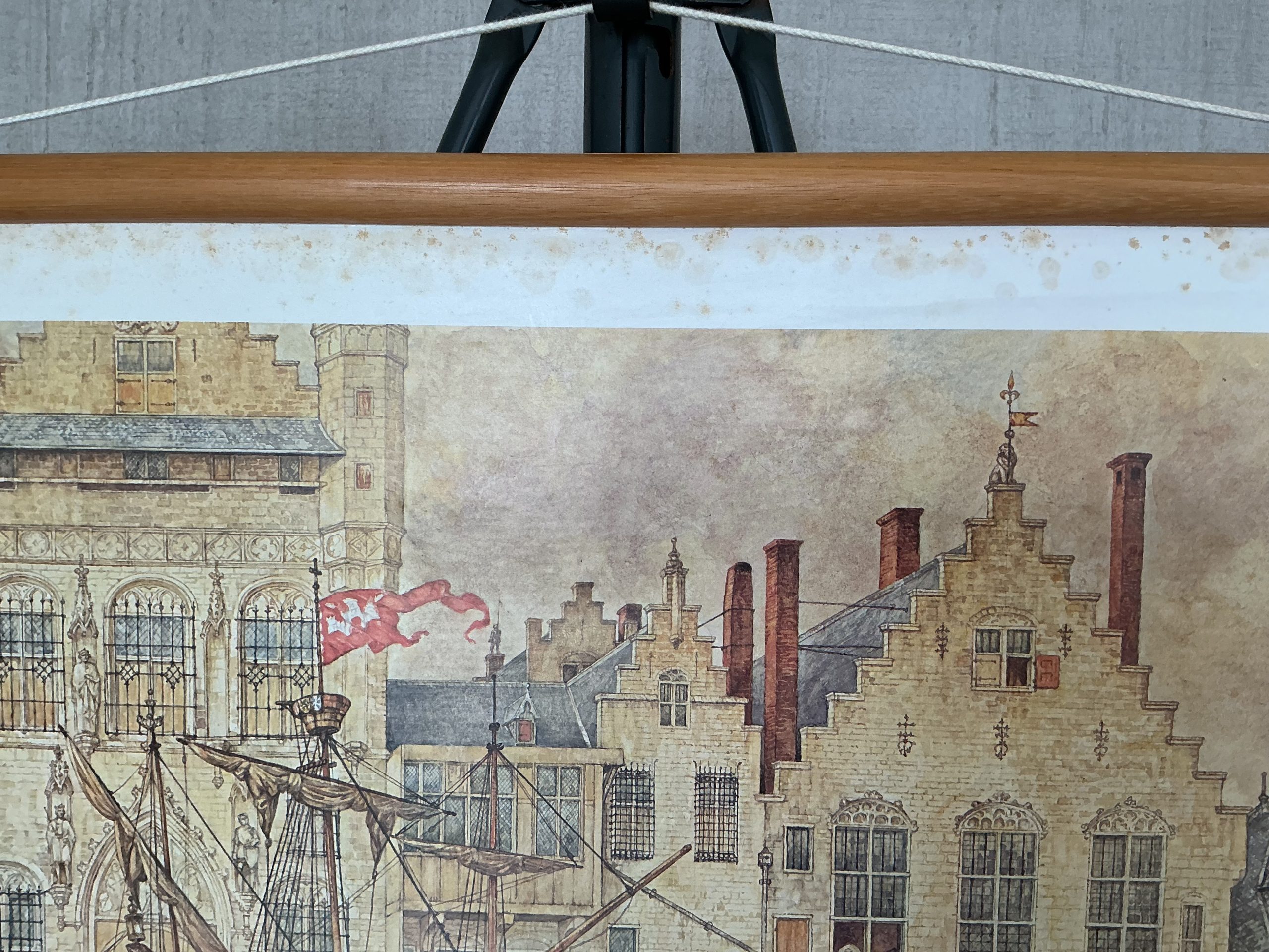 Oude Schoolkaart Een Gildenoptocht in Antwerpen (1520) - Afbeelding 3