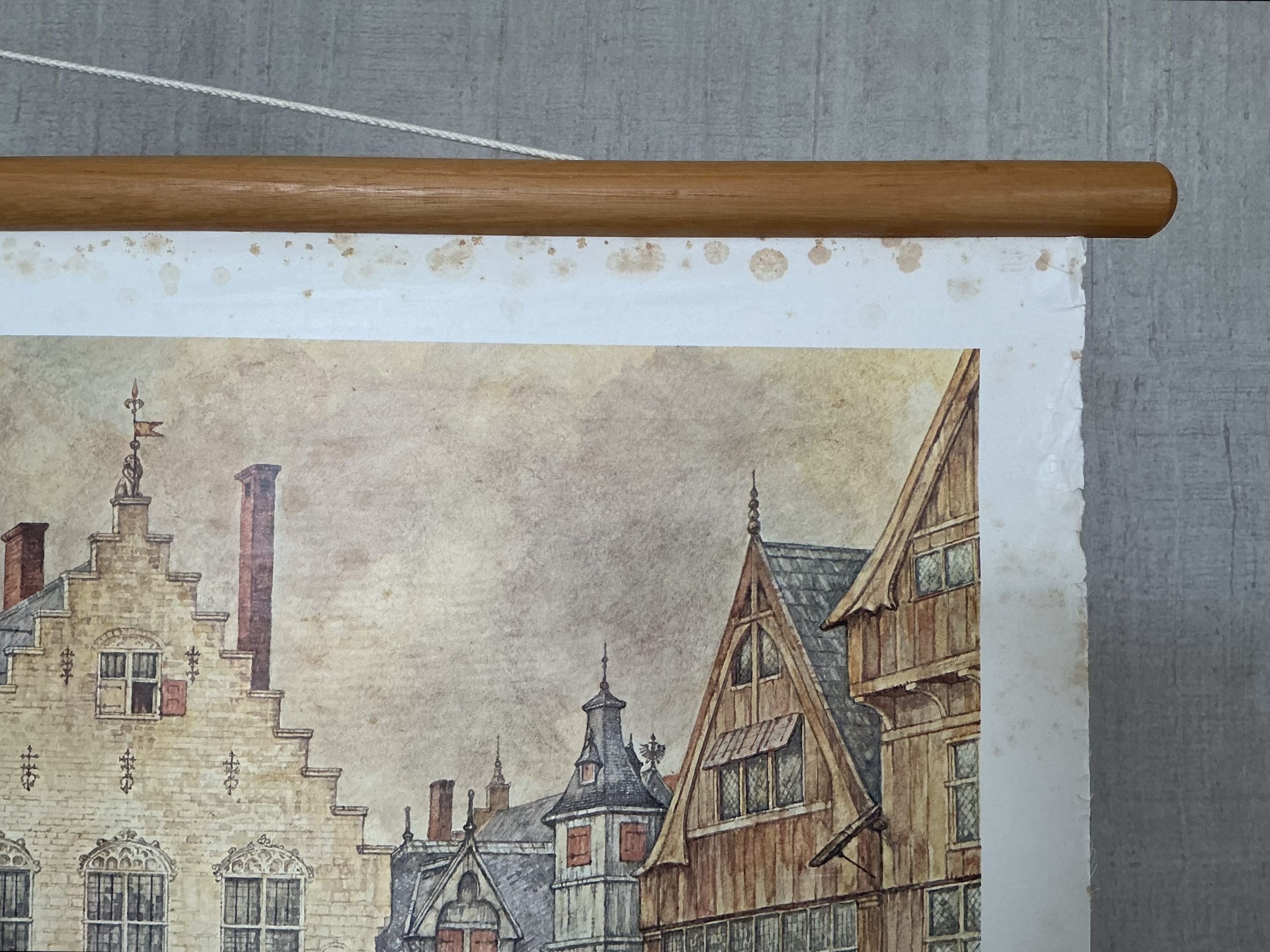 Oude Schoolkaart Een Gildenoptocht in Antwerpen (1520) - Afbeelding 4