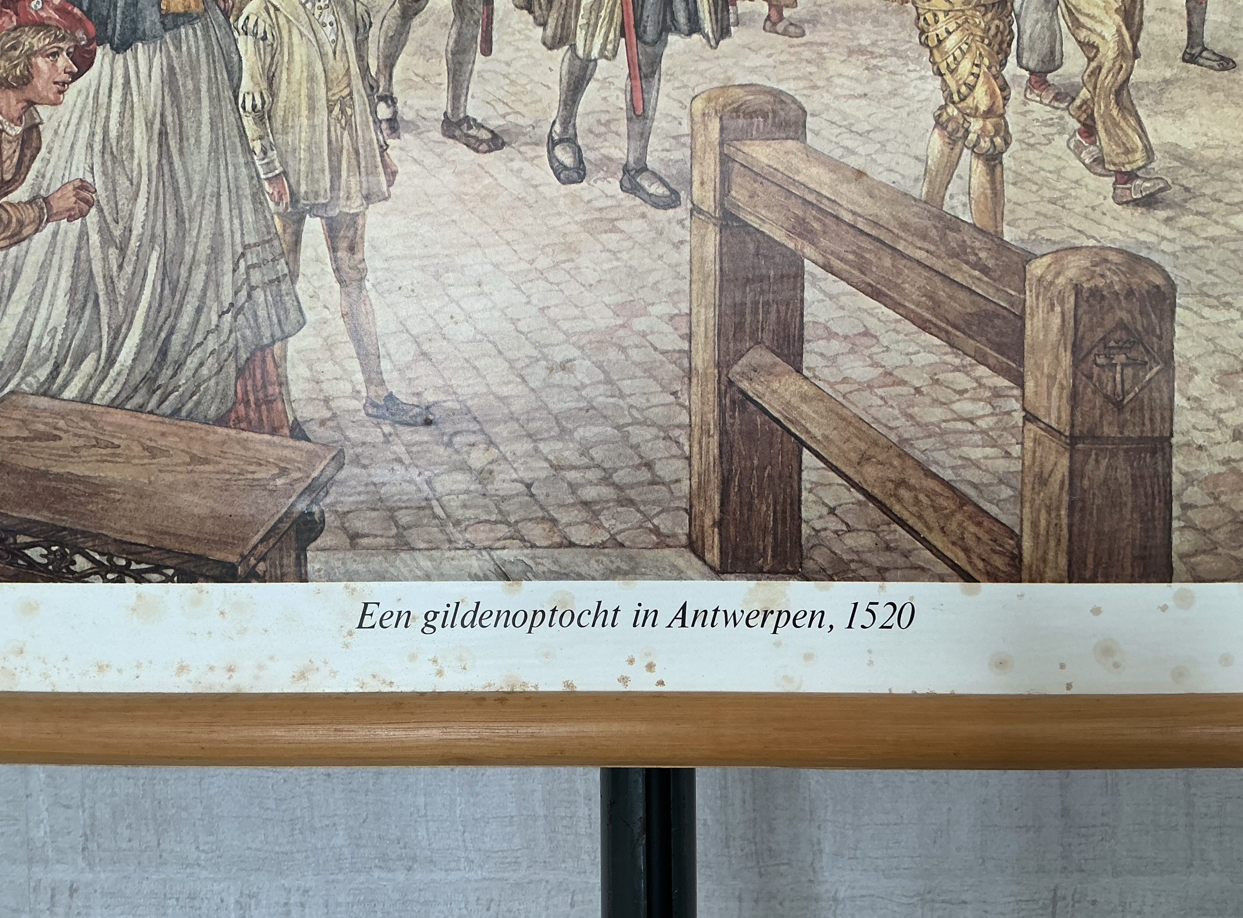 Oude Schoolkaart Een Gildenoptocht in Antwerpen (1520) - Afbeelding 9