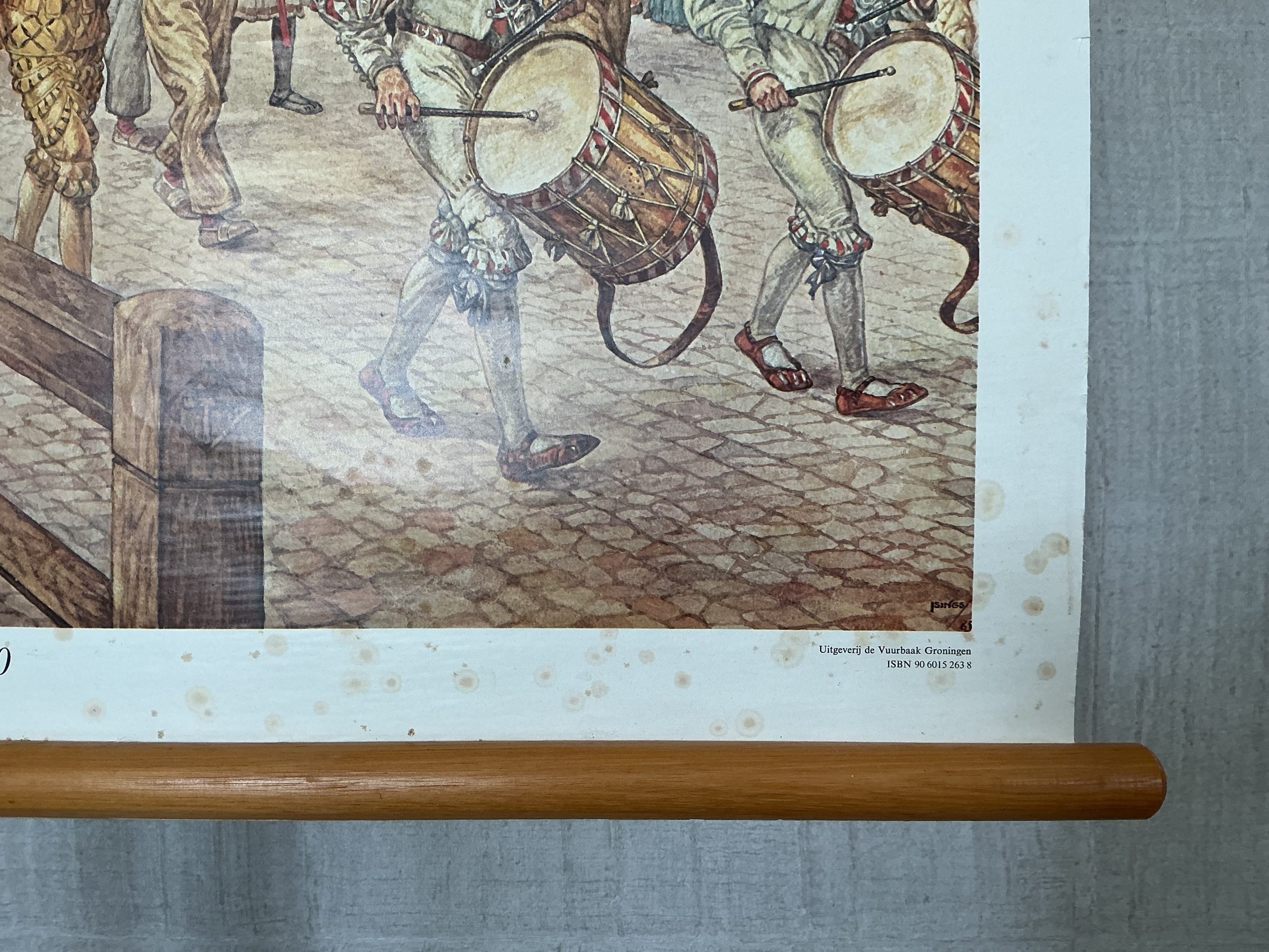 Oude Schoolkaart Een Gildenoptocht in Antwerpen (1520) - Afbeelding 10