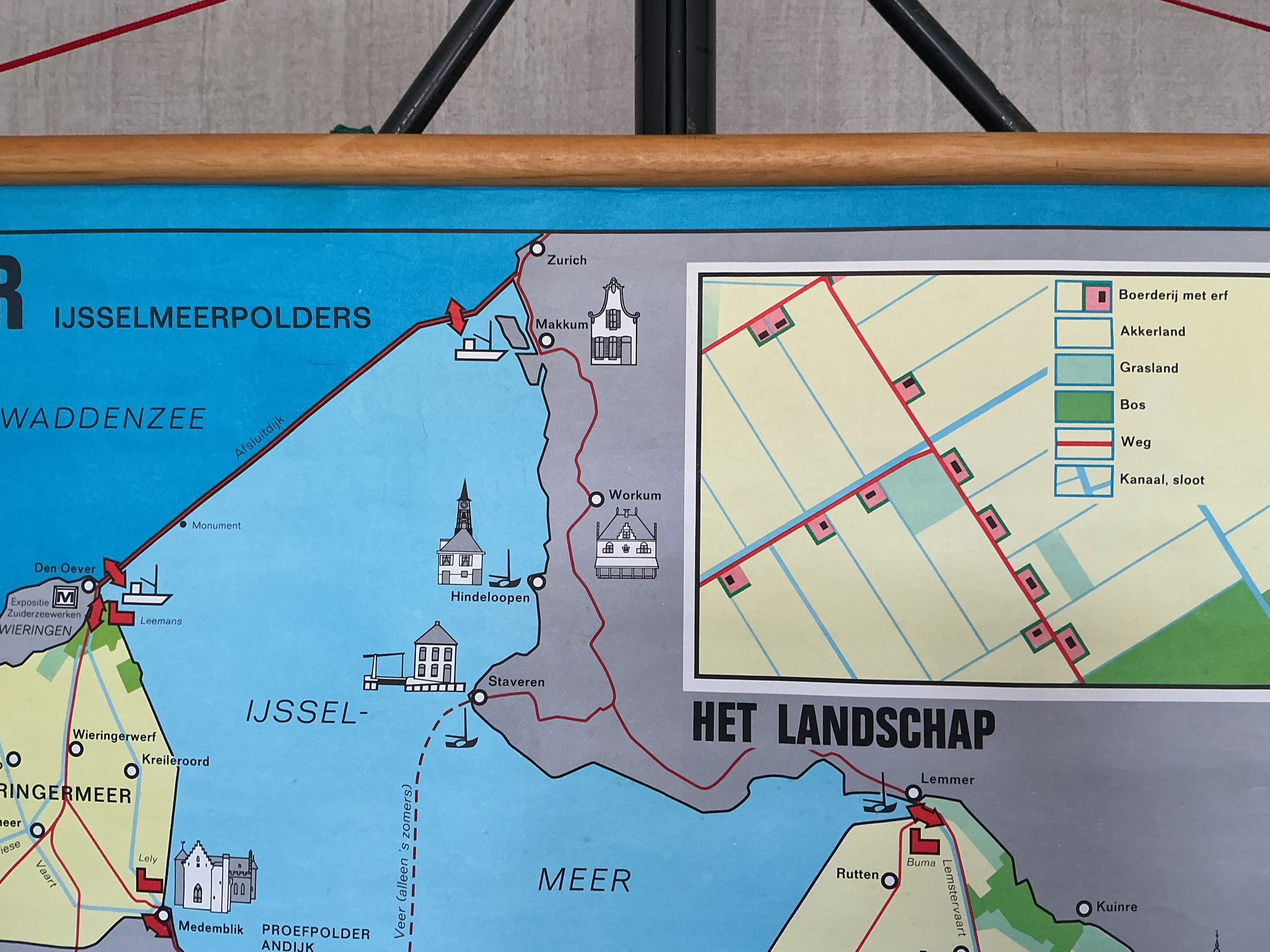 Oude Schoolkaart Land uit water - Afbeelding 3