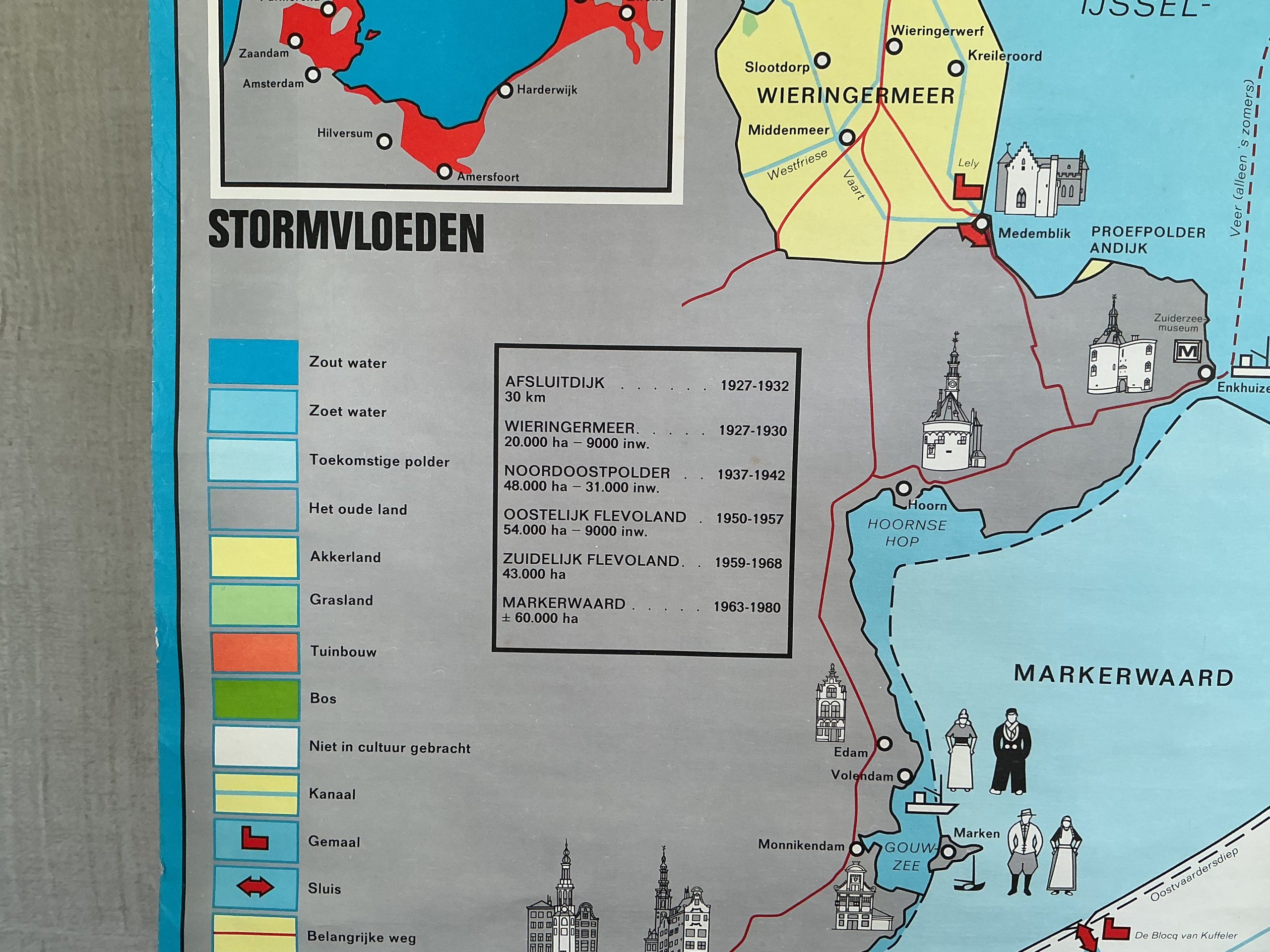 Oude Schoolkaart Land uit water - Afbeelding 5