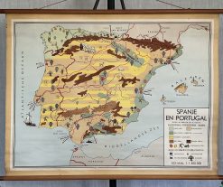 Oude Schoolkaart Spanje en Portugal