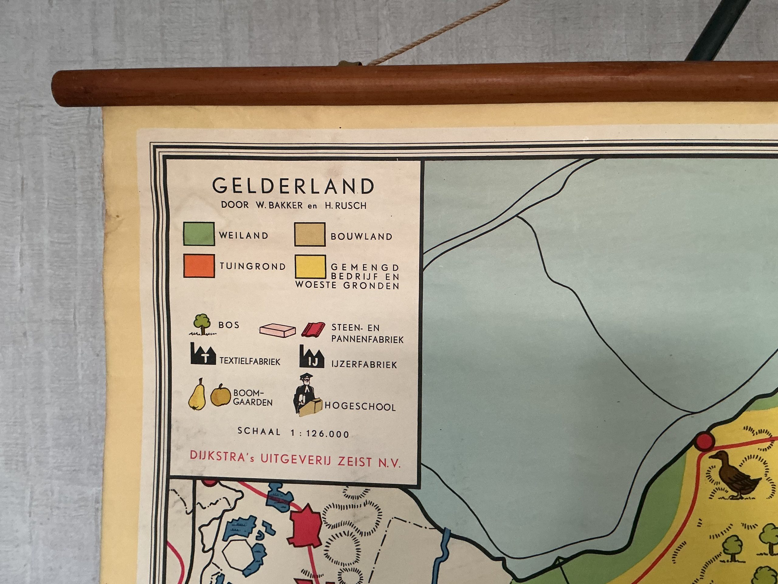 Oude Schoolkaart Gelderland - Afbeelding 2