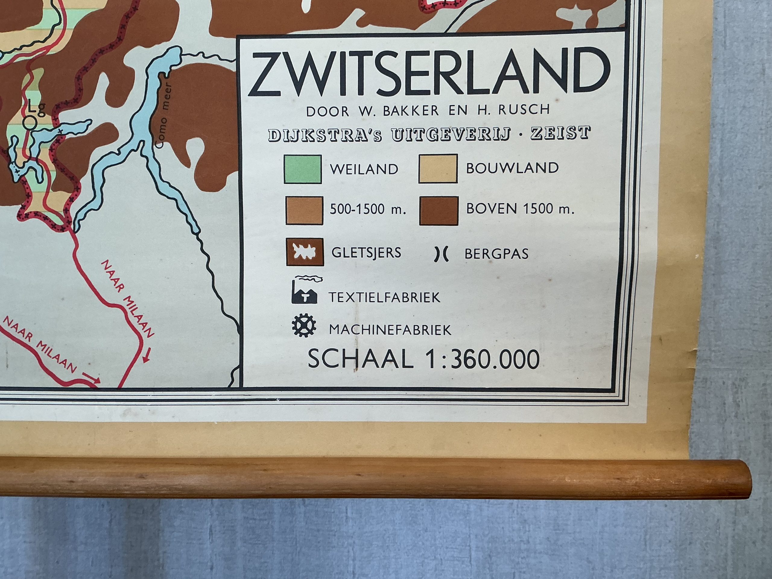 Oude Schoolkaart Zwitserland - Afbeelding 10