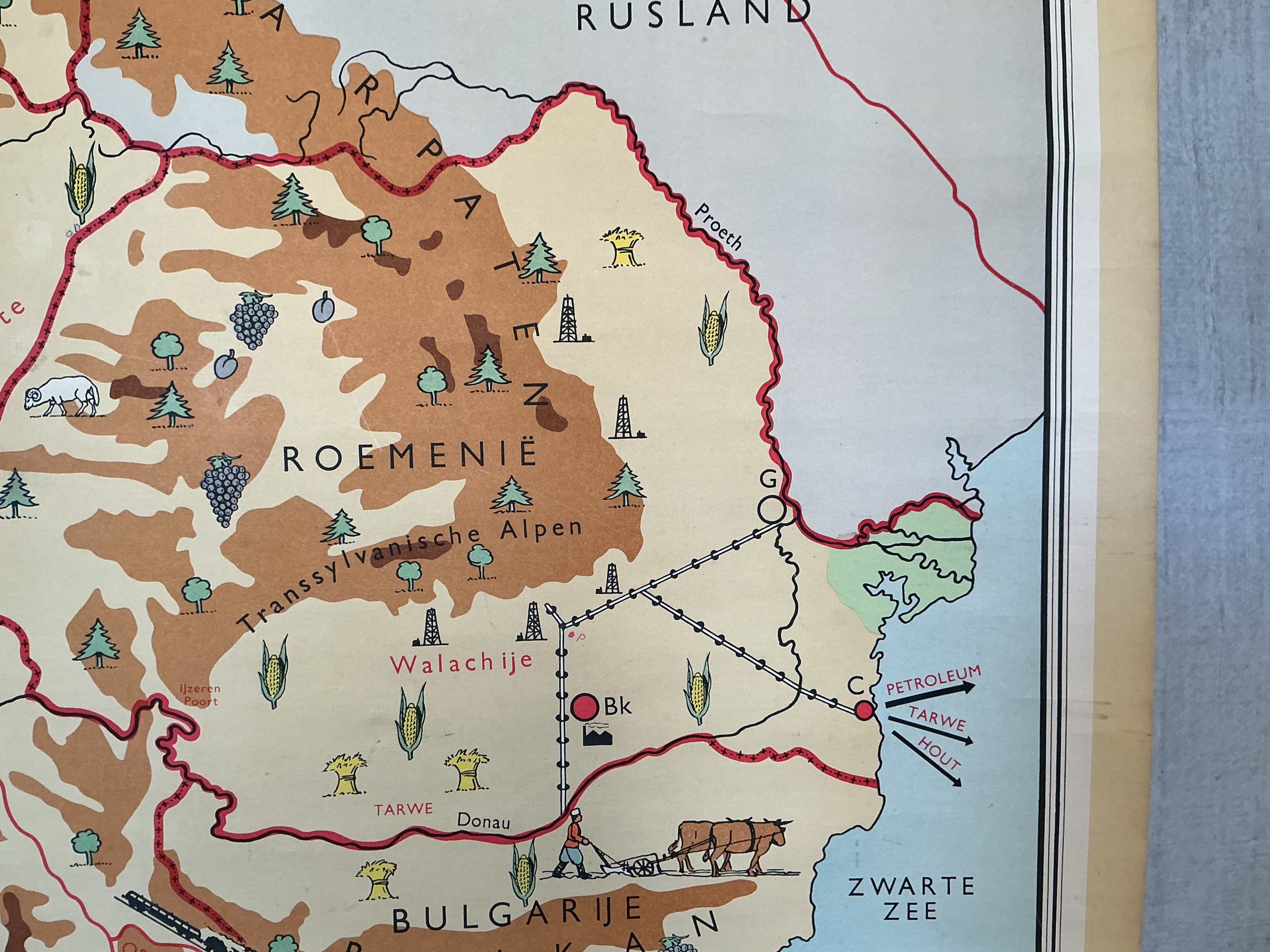 Oude Schoolkaart Landen rond de Donau - Afbeelding 7