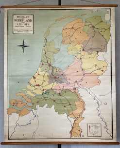 Oude Schoolkaart Beginkaart van Nederland