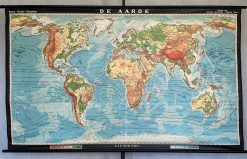 Oude Schoolkaart Wereldkaart 'De Aarde' - Haack-Painke - Kooyman (Alleen afhalen)