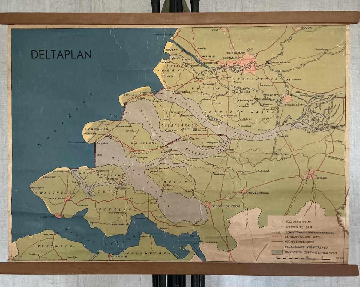 Oude Schoolkaart Deltaplan Zeeland