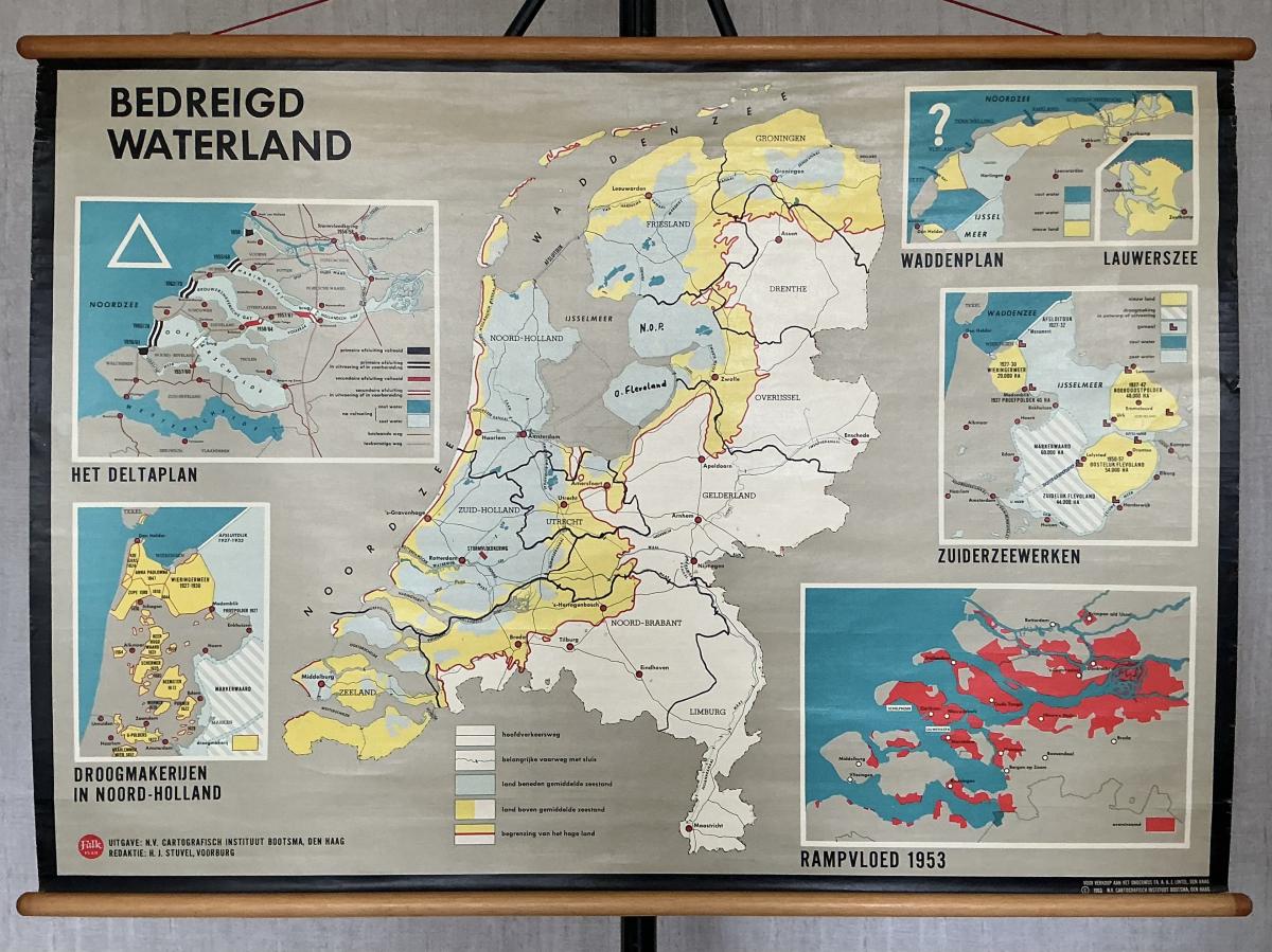 Oude Schoolkaart Bedreigd Waterland
