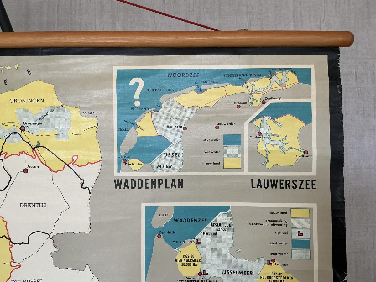Oude Schoolkaart Bedreigd Waterland - Afbeelding 4