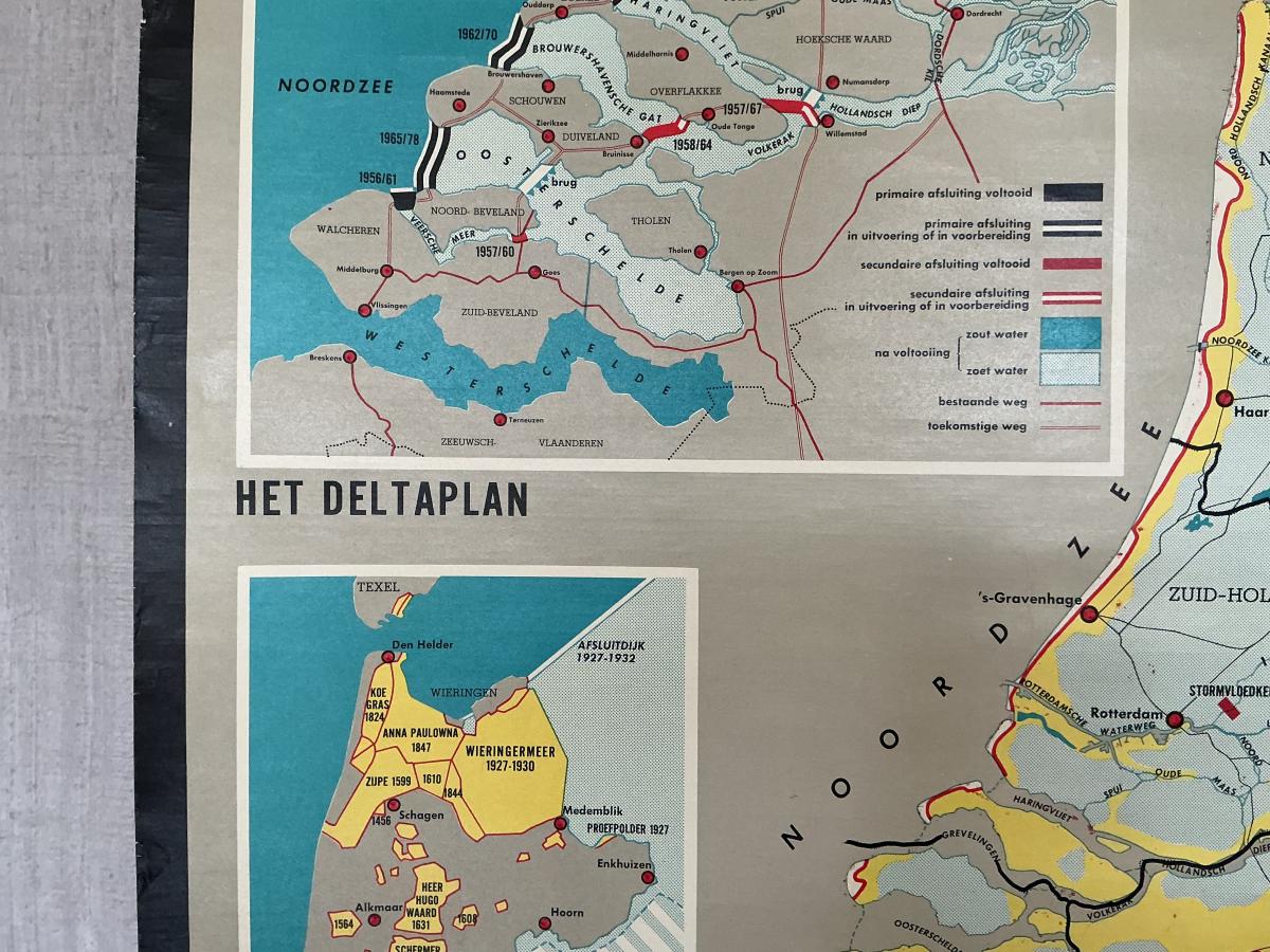 Oude Schoolkaart Bedreigd Waterland - Afbeelding 5