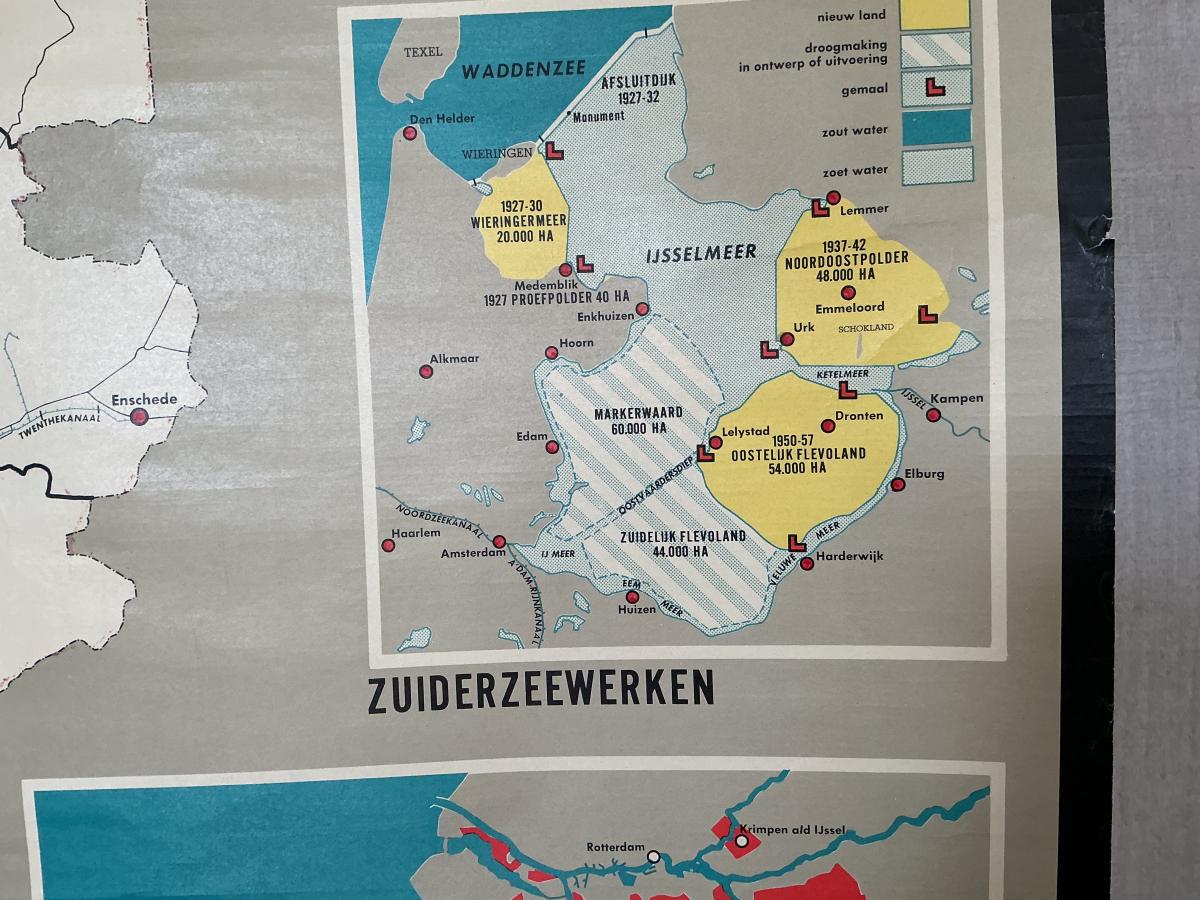 Oude Schoolkaart Bedreigd Waterland - Afbeelding 7